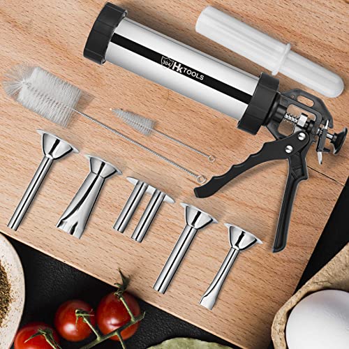 4rd Gen 2.1LB Jerky Gun Kits, Jerky Maker Gun, Beef Jerky Gun, Stainless Steel Sausage Stuffer Jerky Making Gun with 5 Stainless Nozzles, 2 Cleaning Brushes, 1 Stomper by HK - Image 7