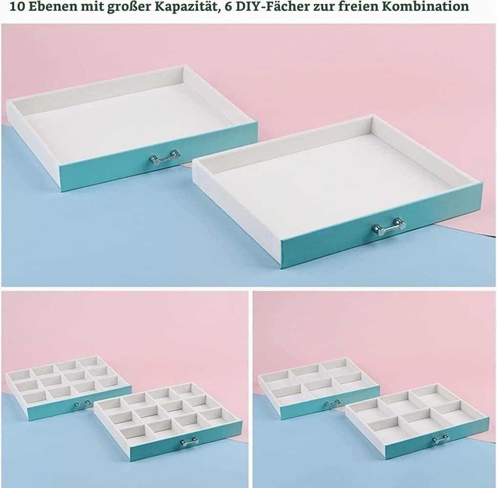 Schmuckkasten Schmuckbox 10-lagige, Extra Große Schmuck-Organizer-Box Mit Schublade, Kunstleder, Ohrringe, Ringe, Halsketten-Fach Für Damen. Schmuckkästchen Schmuckschatulle (Color : A, Size : 19.3x