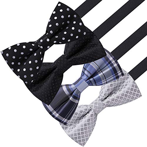 Image of AUSKY 8 PACKS Elegant Adjustable Pre-tied Bow Ties for Men Boys (1&4&5&6&8 Pack for option)