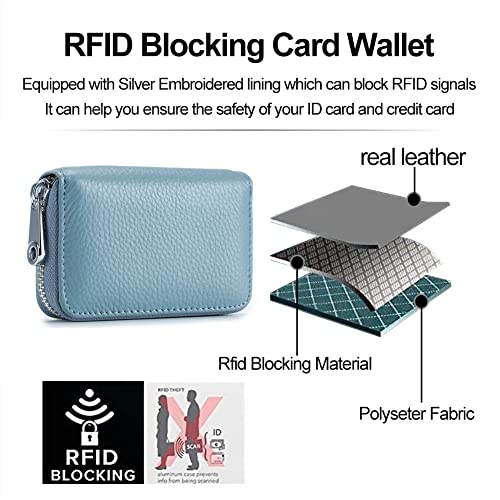 EASTNIGHTS RFID Credit Card Holder Genuine Leather Credit Card Wallet with Zipper4
