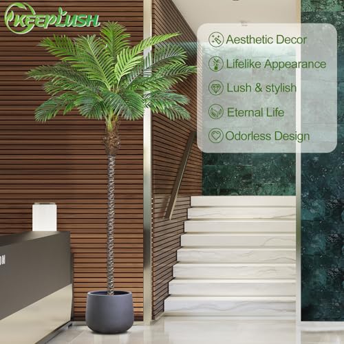 Image of 10ft Tall Artificial Phoenix Palm Tree for Outdoor Indoor Decor, Large Faux Coconut Silk Palm Tree Tropical Fake Tree Perfect for Outside Patio Poolside Home Office Decor (Set of 2)
