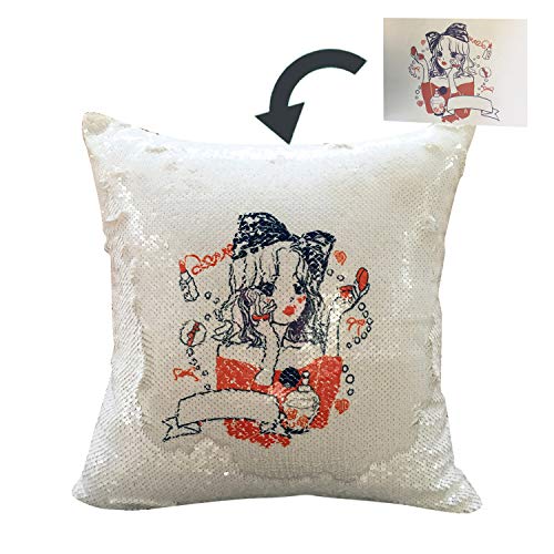FUKiss 2 Stück 40,6 x cm Sublimationsdruck Rohlinge Flip Pailletten-Kissenbezug, wendbare Werfen Meerjungfrau Kissenbezug Kissenbezüge für Couch Sofa DIY Wärmeübertragung ohne Kisseneinsatz weiß und Cover