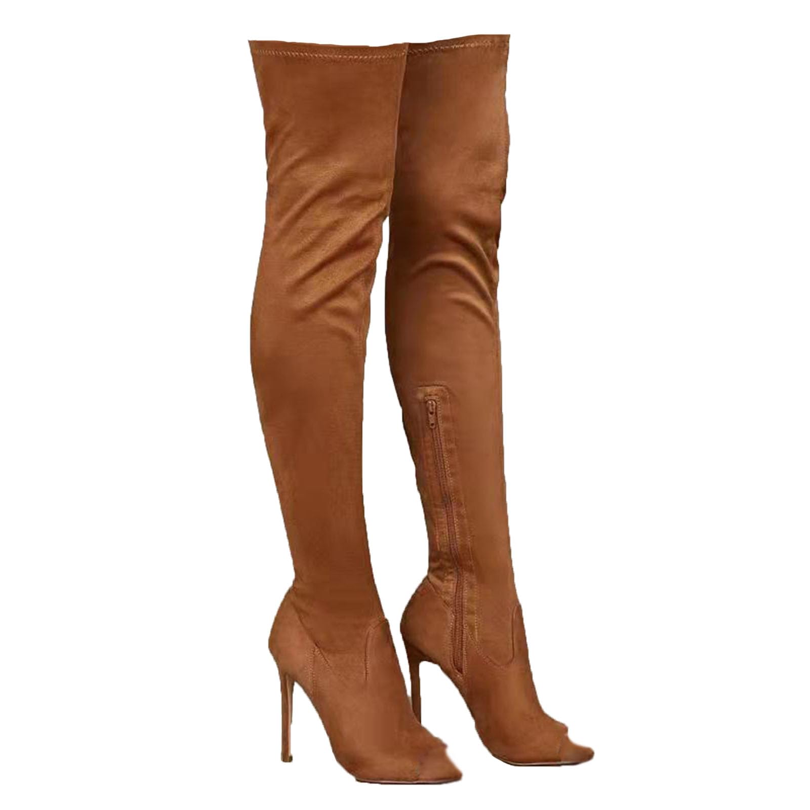 Womens Over The Knee Boots Long Boots Side Zipper Fish Mouth High Stiletto Over The Knee Elastic Boots