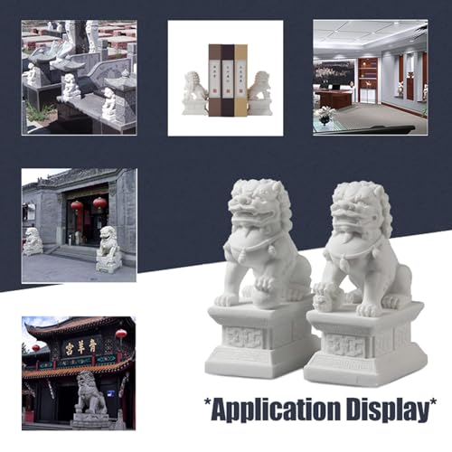 Estatuas Fu Dogs pequeñas de mármol jade blanco miniatura 5