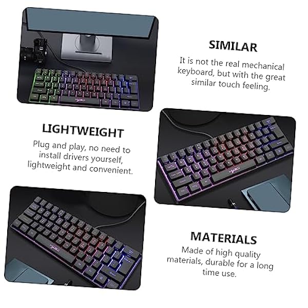 PartyKindom Rgb Verlichting Toetsenbord Windows Toetsenbord Membraan Toetsenbord PC Toetsenbord Backlight Gaming Toetsenbord Bedraad Toetsenbord 61- Key Toetsenbord Computer Toetsenbord Thuis