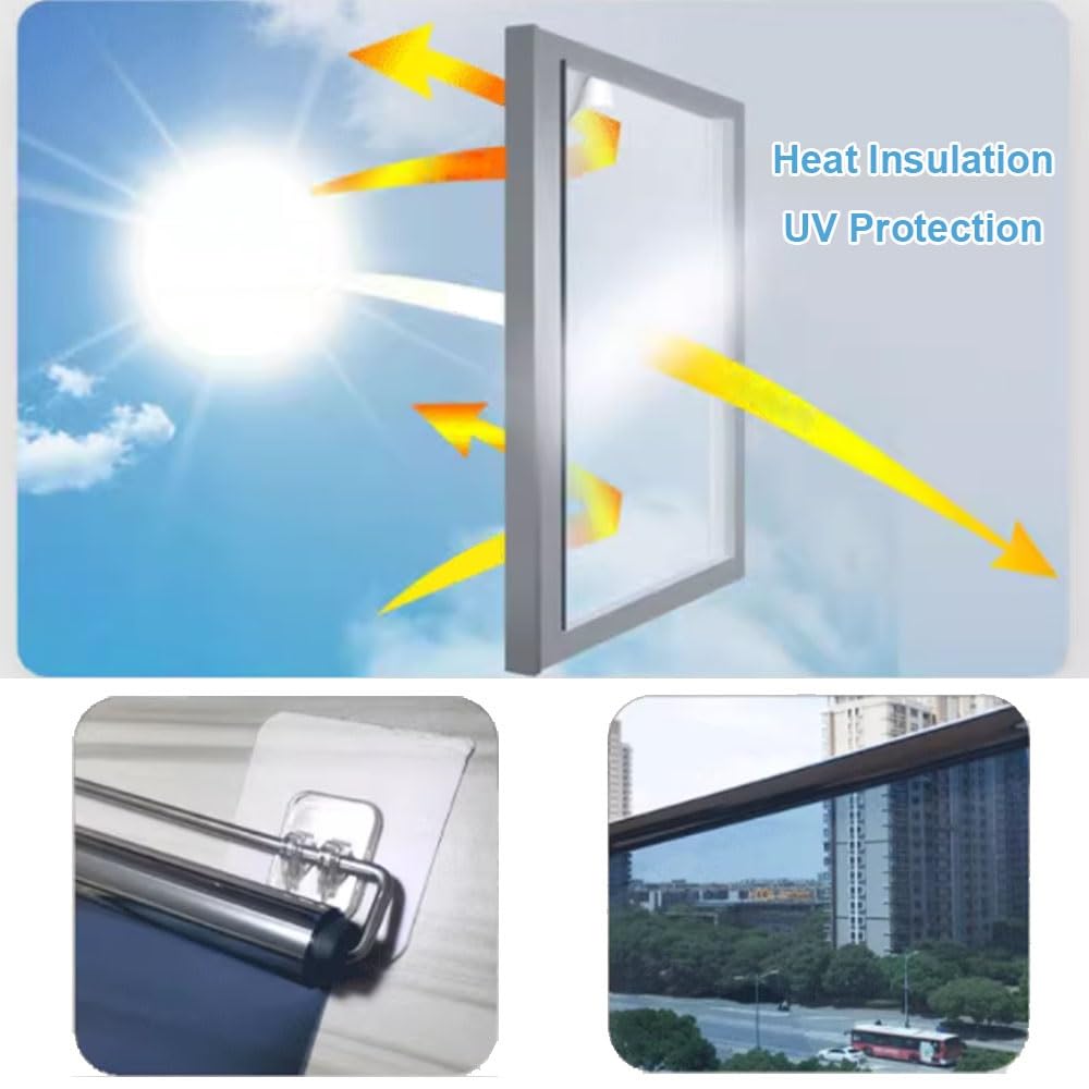 generisch Einwegspiegel-Rollo Thermorollo Verdunkelungs Rollo transparent Verdunklungsrollo Fenster Rollos Tagessichtschutz W 32/40/60/80/100/120/160cm(W 80x H 200cm)
