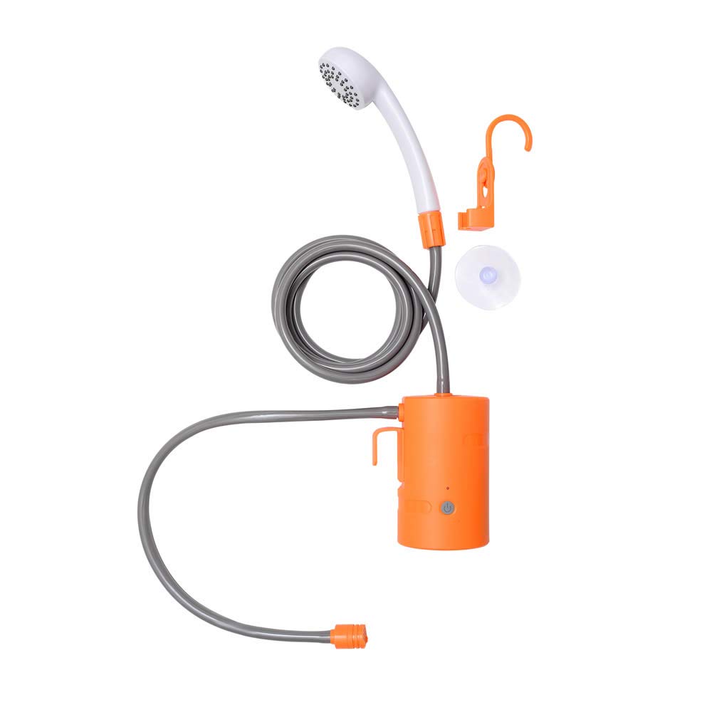 AZXJC Portable Shower, USB Rechargeable & Waterproof Camping Outdoor Shower with 3 LED Lights & 2 Flow Mode, 4400mAh Battery Powered Shower Pump for Hiking/Backpacking, Travel, Beach, Pet, Flowering