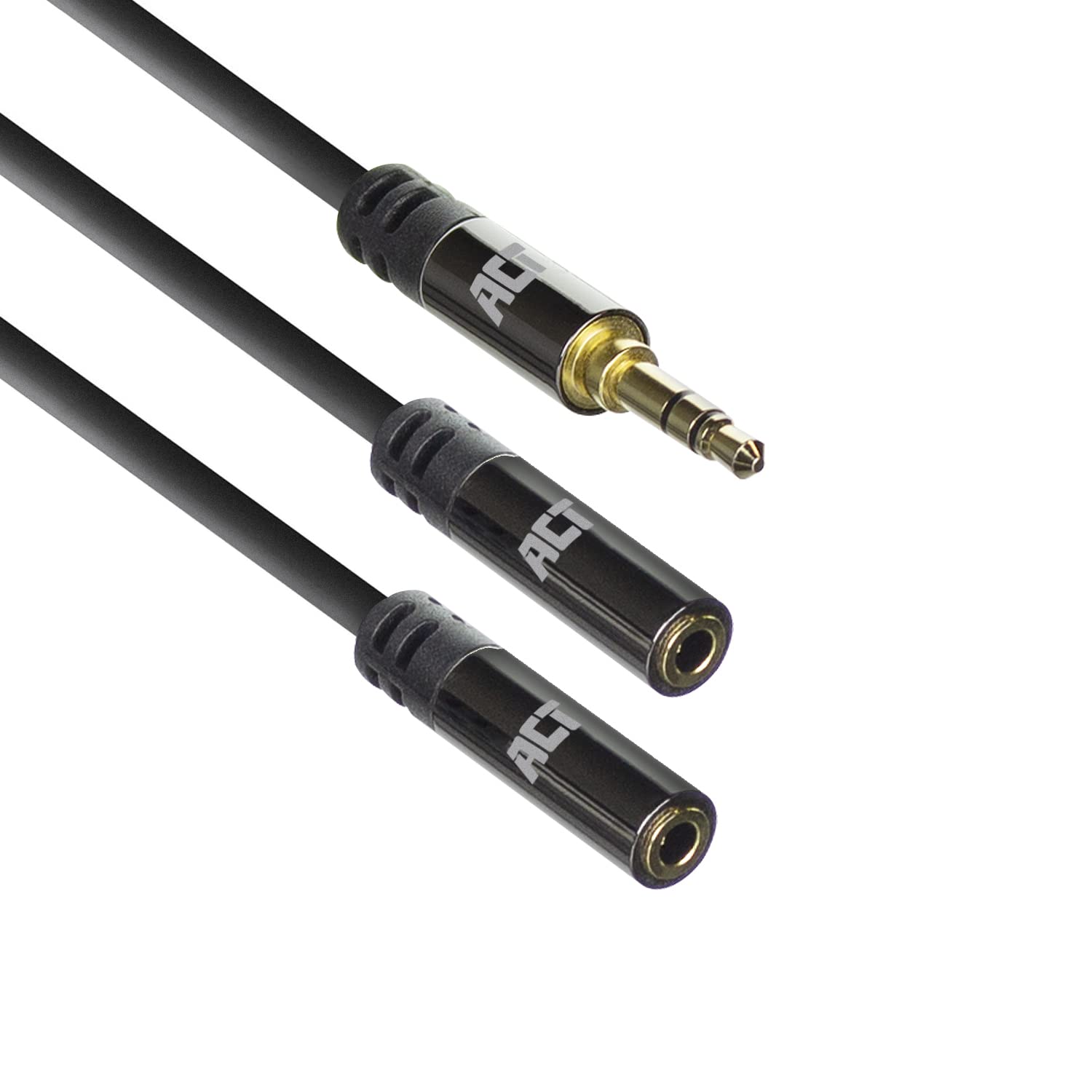 ACT Câble répartiteur audio de haute qualité avec prise jack mâle 3,5 mm vers 2 prises femelles AC3620 0,15 m