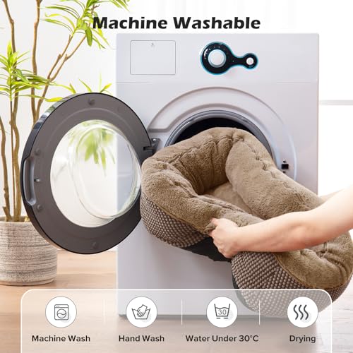 Image of Dog Bed Medium Size, Orthopedic Warming Soft Calming Sleeping Durable with Anti-Slip Bottom