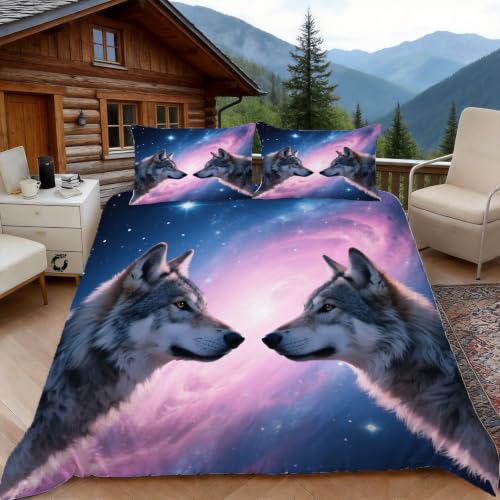 Housse de Couette Loup Infroissable pour Lit Simple Enfant - 2