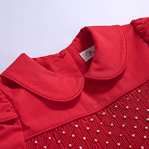 Pettigirl Girls Christmas Embroidery Short Sleeve Smock Clothing Birthday Party Fancy Toddler Red Casual Smocked Dresses3