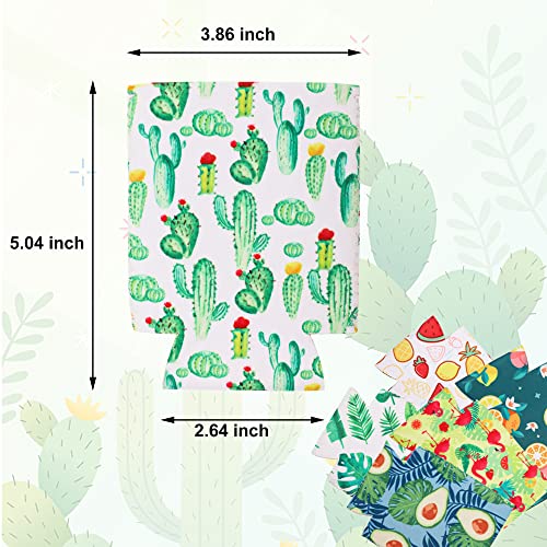Peony Man 12 Pieces Neoprene Can Sleeves Beer Can Coolers Sleeves Insulated Cover Reusable Hawaii Summer Can Sleeves For Beer Can Beverages Bottle Drink Decorations thumb #2