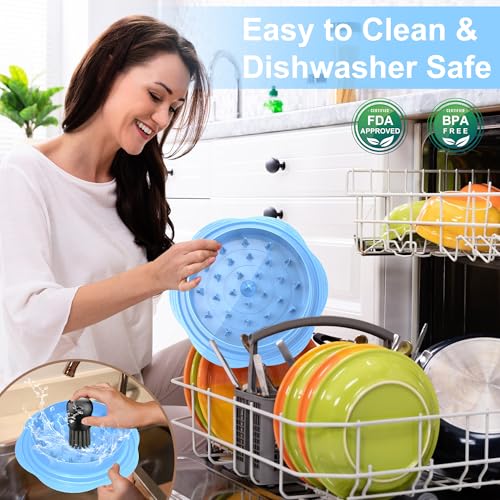 Image of Chicken Shredder Tool Twist Large Chicken Breast Shredder with Brush&Fork, Visible Meat Shredder Machine, Strong Anti-Slip Strip, Ergonomic Handle, BPA Free, Suitable for Pork Beef Chicken(Sky Blue)