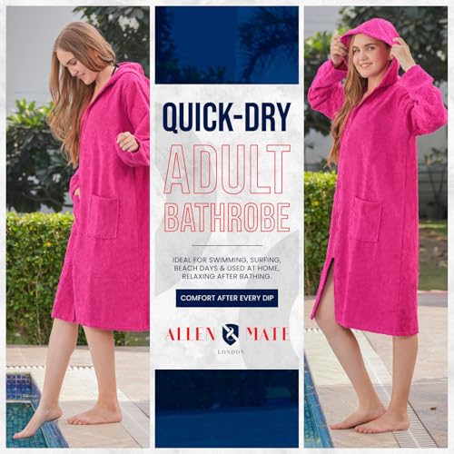 ALLEN & MATE 100% COTTON Unisex Hooded Bathrobe with Zip - 380 GSM Safety Certified Soft & Absorbent - Ideal for Men & Women3