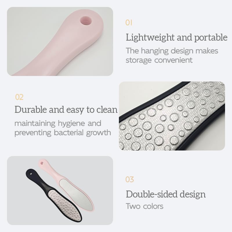 2 piezas Lima para Pies Durezas, Lima Pies, Lima Durezas Pies, Lima Doble Cara para Pies Secos y Húmedos, Ideal para Pedicuras en Casa y Profesionales, Elimina Piel Muerta y Dura,Black y Pink