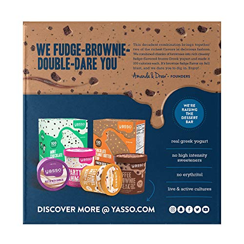 Yasso Frozen Greek Yogurt Bars Fudge Brownie, 4-Count Box (Case of 8)