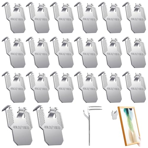 Image of 20 Pack Heavy Duty Claw Drywall Hangers Tool-Free Picture Hooks for Walls Holds Multi-Weight Reusable Canvas Hanger for Mirrors Art Posters Room Office Decor Claw Hangers for Drywall (Silver-20Pcs)