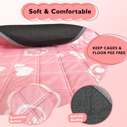 Mooydee 2 Pack Guinea Pig Bedding - Washable Guinea Pig Cage Liners, Waterproof Reusable & Anti Slip Pee Pads Super Absorbent Mats for Small Animals Pet Rabbit Bunny Hamster Rat (Pink, 42 x 28 Inch) by Mooydee - Image 4