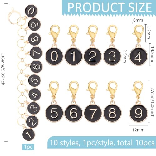 BENECREAT 11Pcs Number Stitch Marker Charms - Image 2