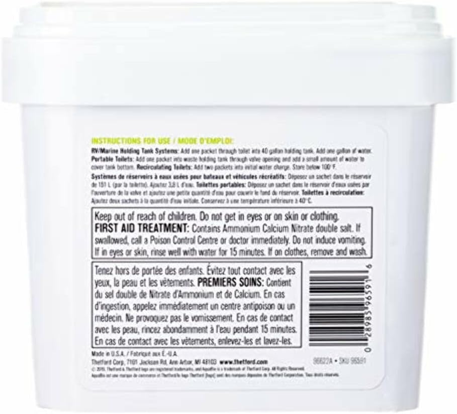 Thetford AquaBio RV Holding Tank Treatment Orange Twist Scent, Formaldehyde Free, Septic Tank Safe Waste Digester and Deodorizer 30 Count Toss-Ins, 1 Count (Pack of 1)