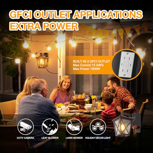 Image of Ehaho Porch Light with GFCI Outlet Aircraft Grade Aluminum Alloy Bronze 1PC | Dusk to Dawn Outdoor Lights Waterproof IP 68 Upgraded 3 Lighting Modes Exterior Light with Plug for Front Door Patio Garage
