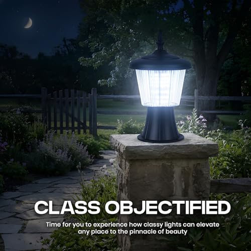 Image of Gigawatts GWSUW-02 Outdoor Gate Light - 12W Integrated Light 101% Rust & Waterproof Polycarbonate, ABS, PP Pillar Lamp Base Mount Black Exterior Fixture for Garden, Boundary & Home Entrance