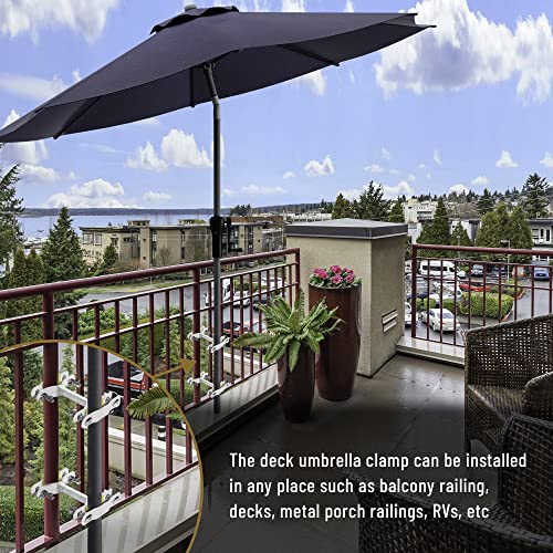 Deck Umbrella Mount - Clamp On Deck Rail Or Fence, Outdoor Universal Patio Umbrella Holder To Holding The Patio Umbrella - Help Maximizing Your Space (Pack Of 2 -White) #TOP6