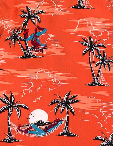 Image of Marvel Spider-Man Hawaiian Big Boys Matching Family Hawaiian Button Down Shirt Red /Boys 14-16