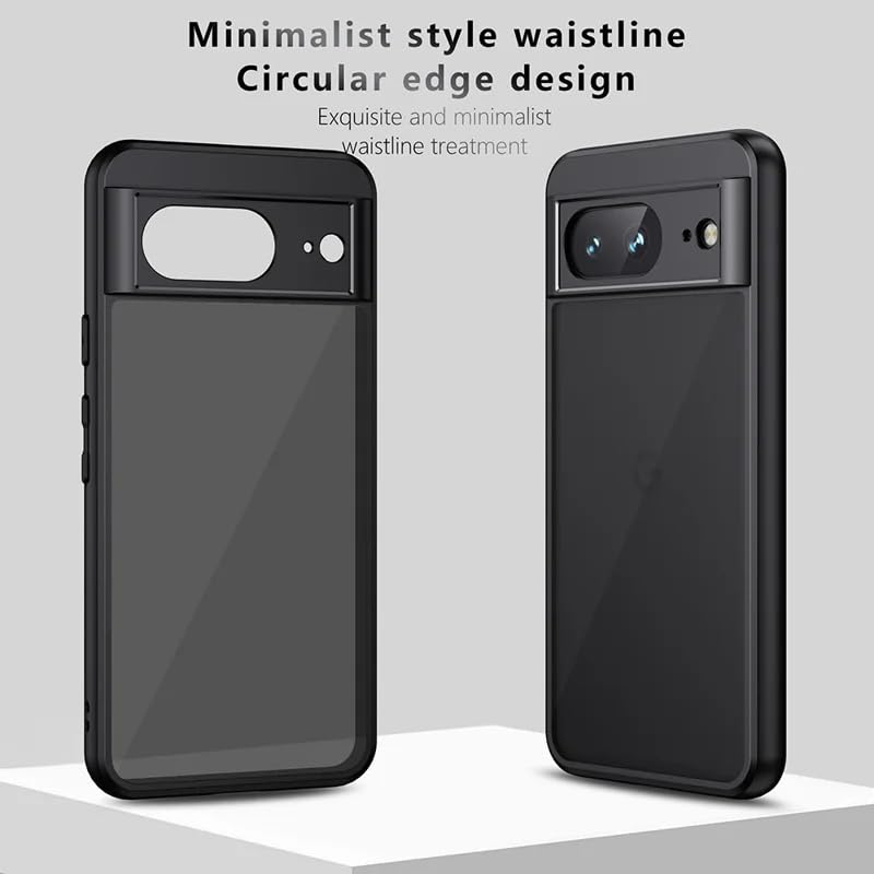 Image of Phone Case for Google Pixel 8, Matte Black with Raised Lens Protection | 0.5mm Screen Raised Edge, 2.33mm Lens High Rise, Slim Fit Design, Shock Absorption, Fingerprint Resistant