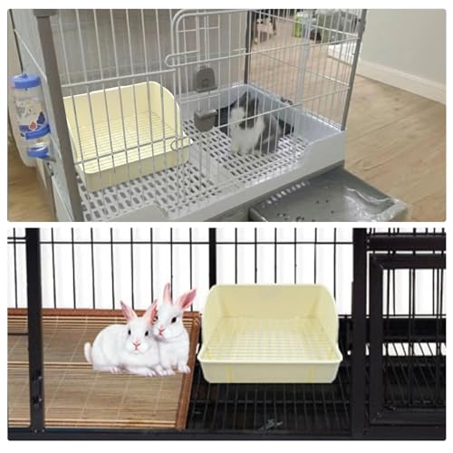 Image of Rabbit Litter Box Toilet,Bunny Plastic Square Cage Toilet with Grate Rabbits Corner Litter Bedding Small Animal Pet Bunny Box Potty Trainer Pet Pan for Guinea Pig,Ferret,Chinchilla(White)