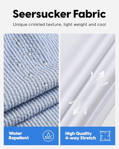 maamgic Men's Swim Trunks 5.5 inch Seersucker 2 in 1 Beach Shorts Quick Dry Bathing Suits with Compression Liner2