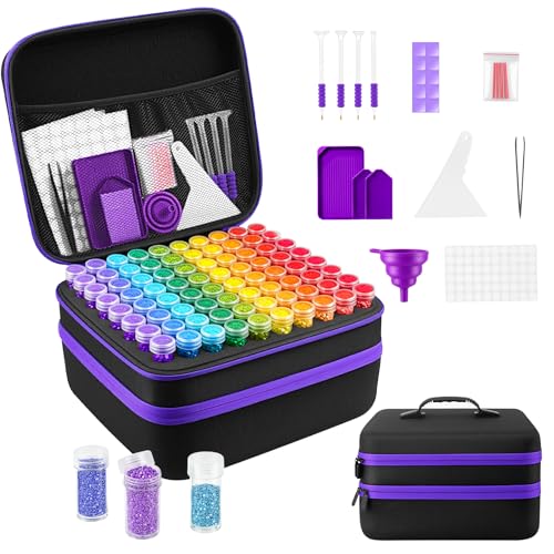 Image of ZORETCO Diamond Art Storage - 240 Containers Diamond Art Kits for Adults | Diamond Painting Storage Case with Tools, Diamond Art Supplies Storage for Diamond Painting Accessories, Bead, Gem, Crafts