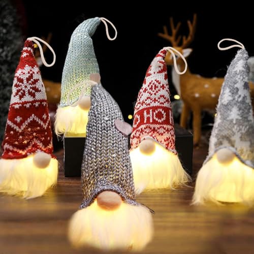 Mineup Weihnachtswichtel LED, 5 Stück Weihnachtsdeko Wichtel, 20CM Beleuchtete Wichtel für Weihnachtsdeko & Party Deko