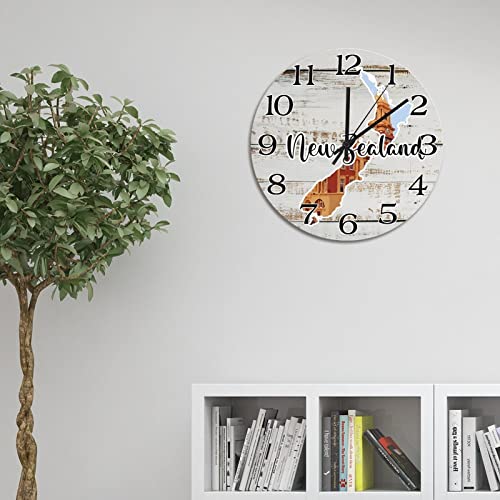 Horloge murale Nouvelle-Zélande en bois noble 38cm, gravure haute précision - 3