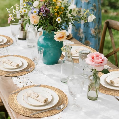 8PC 15-inch Large Round Hand-Woven Natural Placemats | Boho Rustic Plate Charger Mats | Heat Resistant Table Place Mats for Dining Table 8PC 15-inch Large Round Hand-Woven Natural Placemats | Boho Rustic Plate Charger Mats | Heat Resistant Table Place Mats for Dining Table