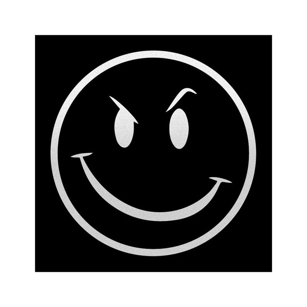 Cut Vinyl Decal for Evil Smiley Face Car Sticker Waterproof Auto Decors On Car Body Bumper Rear Window Laptop(Silver,13x13cm)