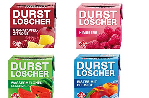 48 Pack Durstlöscher a 500ml Mixbox 4 Sorten Durstlöscher Granatapfel + Durstlöscher Himbeere + Durstlöscher Wassermelone + Durstlöscher Eistee PfirsichFruchtsaftgetränk 24 Liter