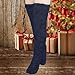 Thigh High Fuzzy Socks for Women Over The Knee High Winter Long Slipper Stockings Cozy Home Sleeping Plush Socks Navy