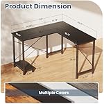 DUMOS L Shaped Desk, Computer Gaming Desks Corner Office Table with CPU Shelf for Home Study Writing Work Station 50 Inch, Black - Image 3