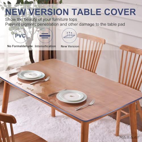Image of NABAAT 1mm Thick Transparent Table Cover 18 X 36 Inch PVC Waterproof, Heat Resistant Dining Table Protector Sheet Non-Breakable Clear Plastic Table Protector Pads