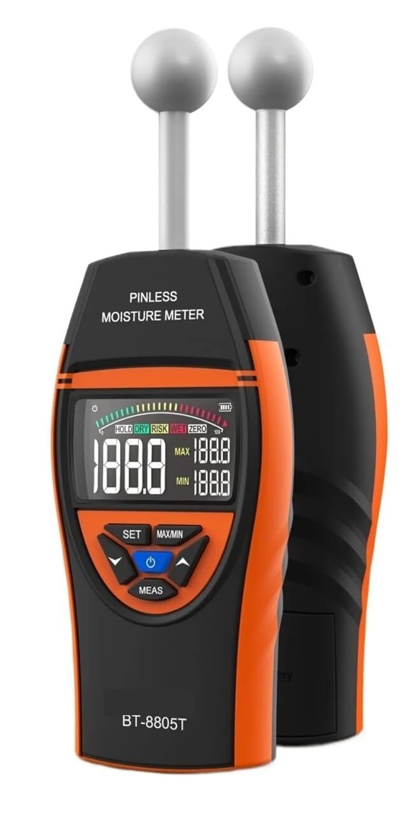 Feuchtigkeitsmesser, Berührungsloser Holzdetektor, Digitaler LCD-Bildschirm, Hygrometer, Alarmtester, Stiftlos