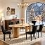 Natural Table With 6 Black Chairs