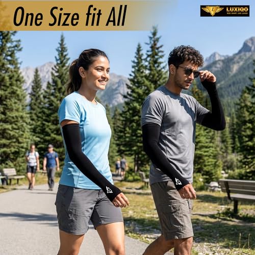 Image of Osmo Fabric Arm Sleeves With Thumb Extension for Men & Women | SPF 50+Sun Protection | Breathable Compression Arm Sleeves with Thumb Hole for Running,Cycling,Gym & Driving