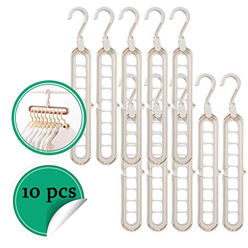 KiraKira Percha Plegable, Perchas Ahorra Espacio, Percha Multiple Plastico, Perchas para Bufandas, Perchas antideslizantesperchas estándar de 10 Paquetes con 9 Agujeros (wihte)