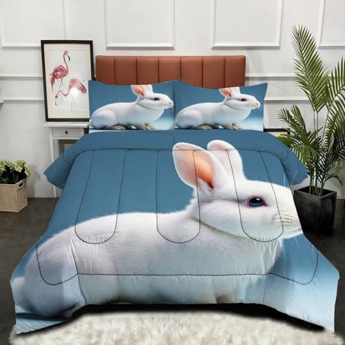 ZZXHG Edredón King Size Estampado 3D | Conejo Animal 3D, Nórdico Máximo Confort para Camas Grandes, Lavable, Reversible, Incluye 2 Fundas de Almohada 50x75 cm_j12966