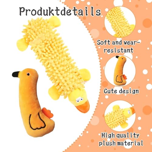 MXYZQDE 2 PCS Anti Stress Ente Hund, hundespielzeug langlebig und bissfest Kuscheltier für Hunde ideal zur Stressbewältigung für Ihre Fellnase und Spielzeug für Hundewelpen und ältere Hunde