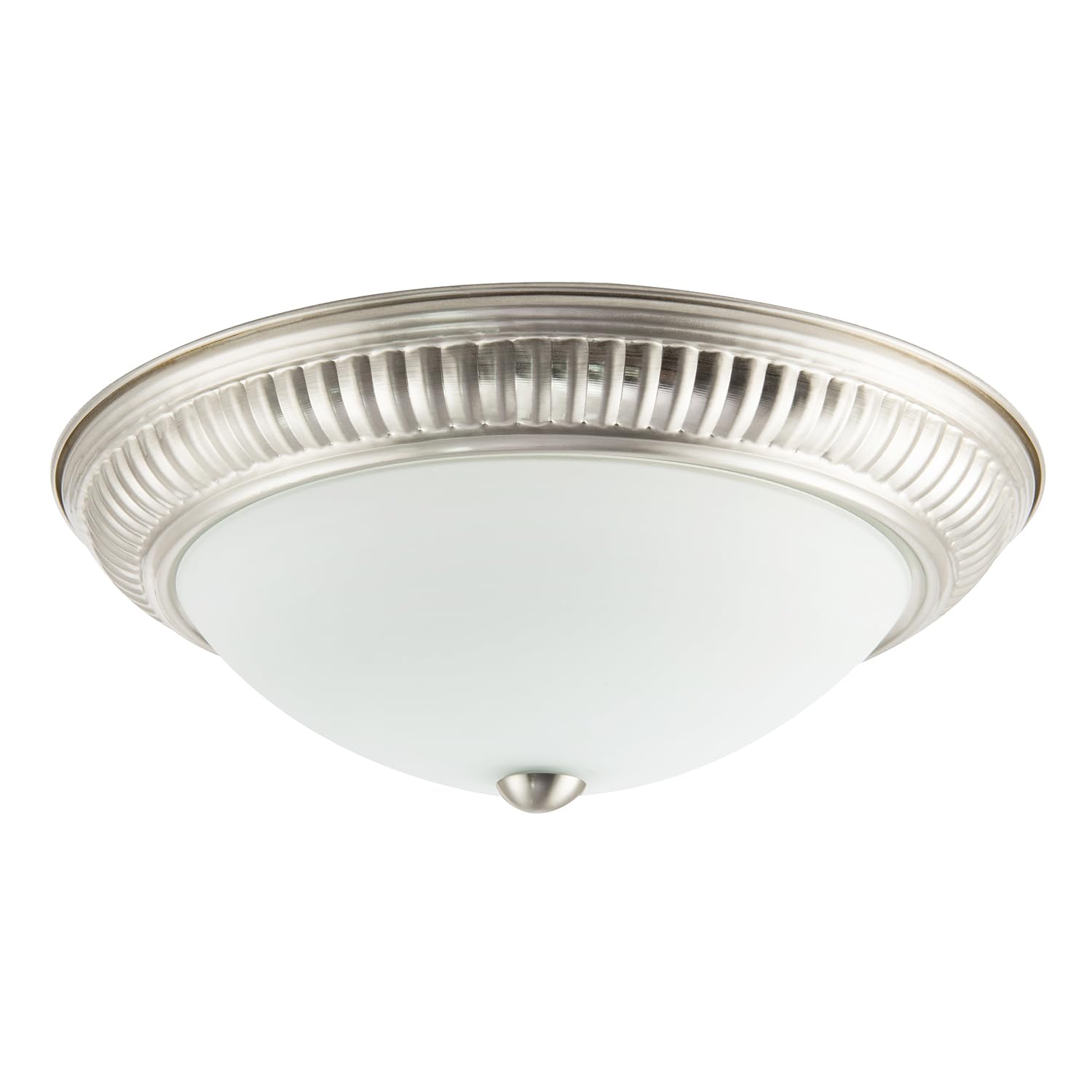 Happy Homewares Modern LED IP44 Flush Ceiling Light in Satin Nickel with Movement Sensor | 3 Minute Switch Off | 5m Detection | Works in Both Dark and Light