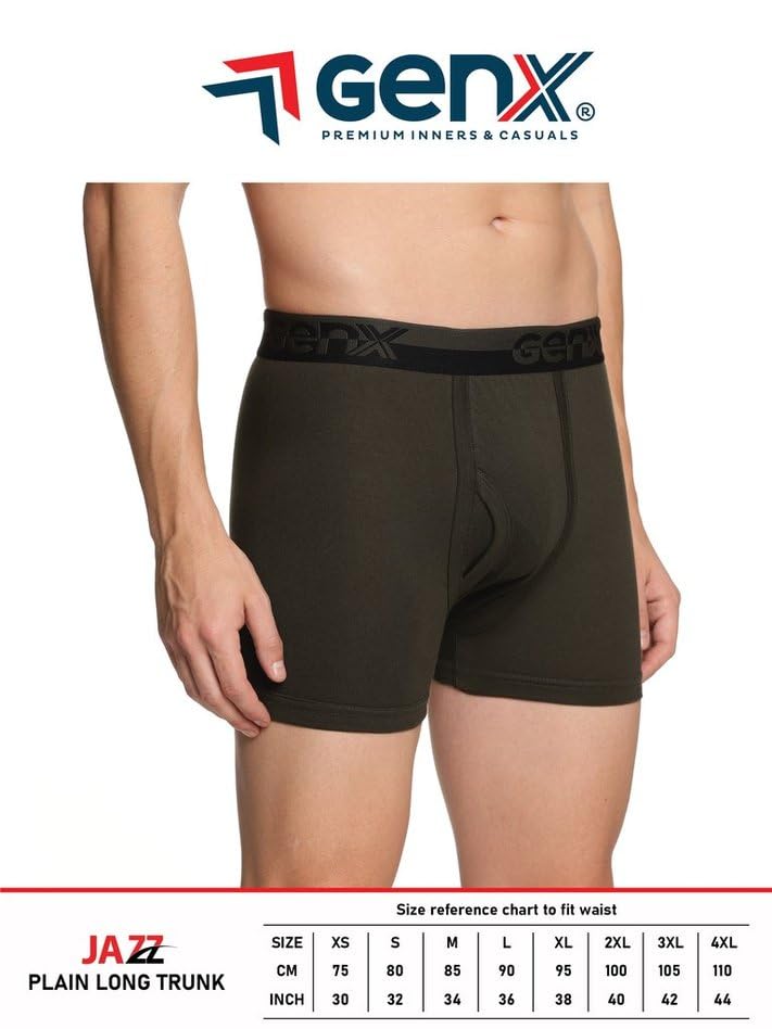 Image of Genx Jazz Men's Trunk - 100% Combed Cotton, Vibrant Colors, Trendy, Comfortable, Underwear(Pack of 4)(Color May Vary)