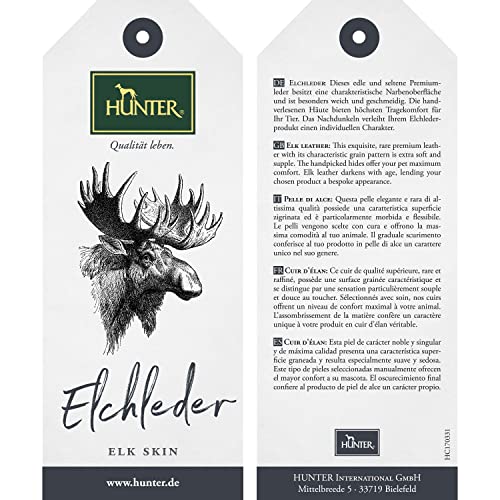 HUNTER DIAMOND ELK PETIT Hundehalsband für kleine Hunde, Leder, Elchleder, weich, Strasssteine, 27 (XXS-XS), schwarz