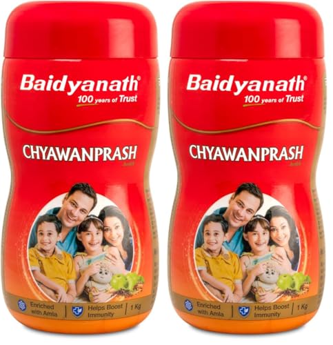Baidyanath Ayurved Chyawanprash Avleha 1 KG | Helps in Improves Respiratory and Digestive Health, Strength and Stamina | Enriched with 39 Vital Ayurvedic Herbs like Amla, Asvagandha (Pack of 2)